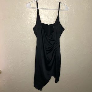 Asymmetrical Satin Wrap Dress